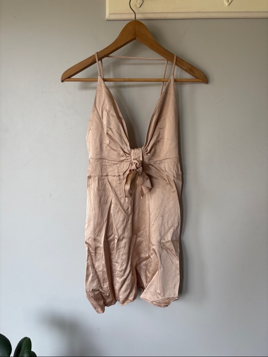 Zara Dresses & Skirts - Zara Blush Pink Satin Slip Dress with Tie Front